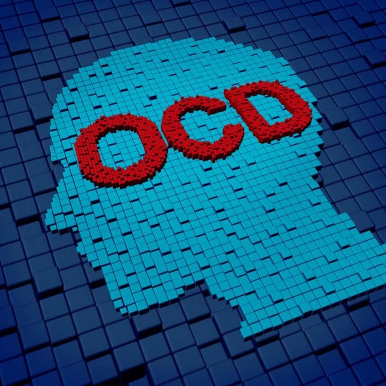 A head with the word ocd on it at an outpatient program